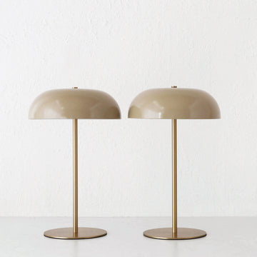 SAO MARTINHO DOME LED RECHARGEABLE INDOOR/OUTDOOR LAMP BUNDLE X2 | 35CM | TAUPE + ANTIQUE BRASS