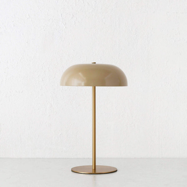 SAO MARTINHO DOME LED RECHARGEABLE INDOOR/OUTDOOR LAMP | 35CM | TAUPE + ANTIQUE BRASS