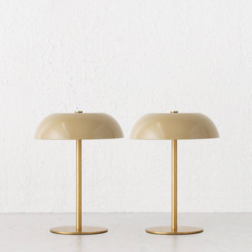 SAO MARTINHO DOME LED RECHARGEABLE LAMP BUNDLE X2 | 21CM | TAUPE + ANTIQUE BRASS