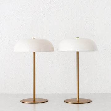 SAO MARTINHO DOME LED RECHARGEABLE LAMP BUNDLE X2 | 35CM | OFF WHITE + ANTIQUE BRASS