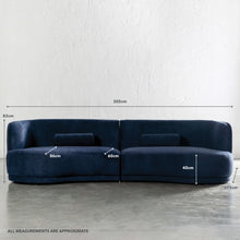 SAUVEUSE ROUNDED 4 SEATER SOFA | COMMANDES NAVY TEXTURED VELOUR | MEASUREMENTS