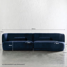 SAUVEUSE ROUNDED 4S MODULAR SOFA | COMMANDES NAVY TEXTURED VELOUR | MEASUREMENTS