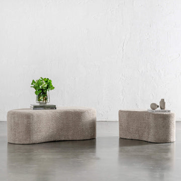 SEVILLA ORGANIC BEAN OTTOMAN BENCH BUNDLE X2 | 80CM + 120CM | SAHARA DUNE BOUCLE