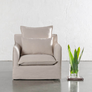 SEVILLA SLIP COVER ARMCHAIR | LINEN OATMEAL MIST