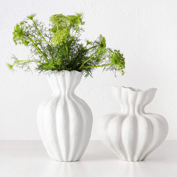SOLTZE CERAMIC VASE BUNDLE X2 | M + L | NATURAL WHITE CERAMIC
