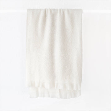 ST ALBANS MOHAIR THROW RUG | POWDER WHITE