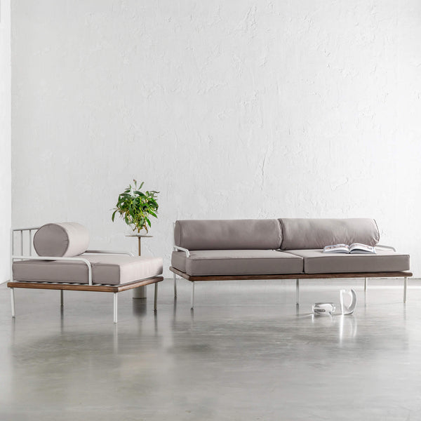 SAN ANDREAS 3 SEATER OUTDOOR SOFA + ARMCHAIR BUNDLE | BALSA STONE + TEAK