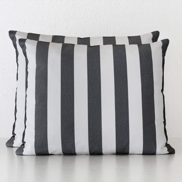 SAN ANDREAS OUTDOOR SCATTER CUSHION BUNDLE X2 | 50 X 60 | BLACK NOIR + WHITE SEASIDE STRIPE