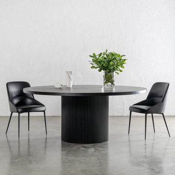 VITOLO ROUND DINING TABLE | BLACK NOIR WOOD GRAIN | 180CM