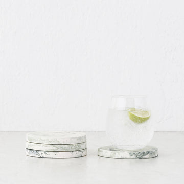 WESLEY RESIN PEBBLE COASTERS | SET OF 4 | SAGE