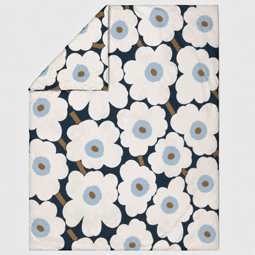 MARIMEKKO | UNIKKO KING DUVET COVER | 210 X 210CM | BLUEBERRY + OFF WHITE + COLD BLUE