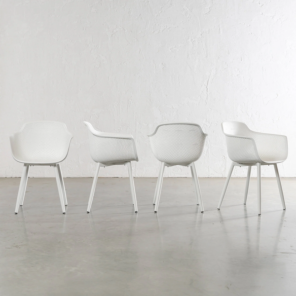 ETTA MESH WRAP INDOOR/OUTDOOR DINING CHAIR | GHOST WHITE | BUNDLE x 4