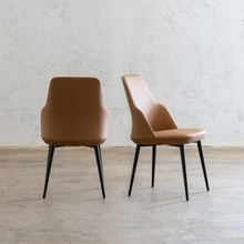 JAKOB DINING CHAIR  |  FAUX LEATHER SADDLE TAN