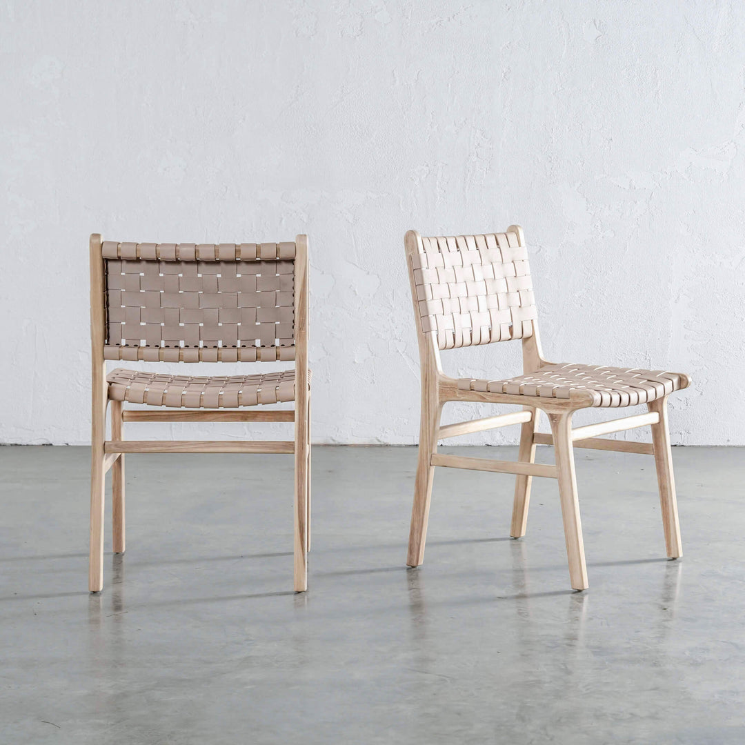 MALAND CONTEMPO WOVEN LEATHER DINING CHAIR  |  BUNDLE + SAVE  |  BLONDE WOOD + TOASTED ALMOND LEATHER HIDE