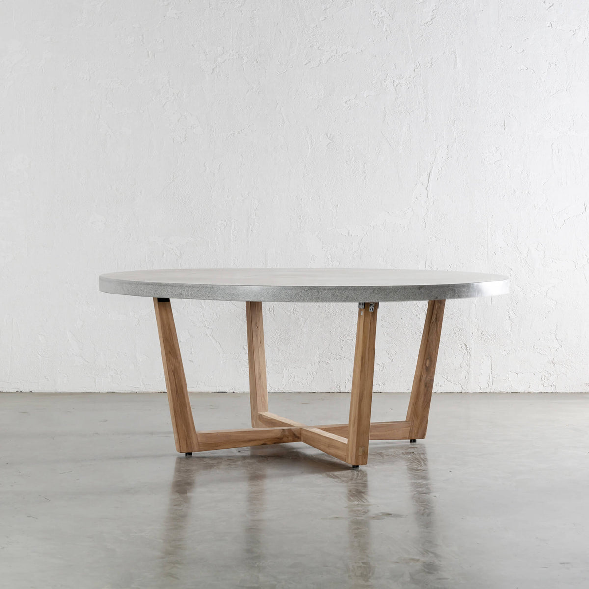 ARIA CONCRETE GRANITE TOP DINING TABLE ROUND ZINC ASH 180cm