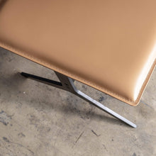 ATTRICI ARM CHAIR + FOOT REST   |  SADDLE TAN RECYCLED LEATHER CLOSE UP