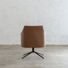 BOLINA MID CENTURY VEGAN LEATHER SWIVEL ARM CHAIR  |  SADDLE TAN  |  LEATHER OFFICE CHAIR