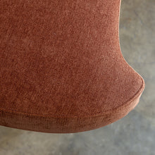 CARSON MODERNA CURVED RIBBED CHAIR  |  TERRA RUST FABRIC CLOSE UP