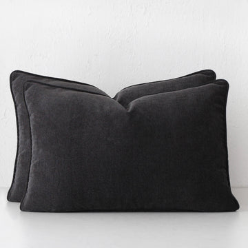 CARSON CUSHION BUNDLE X2 | 40 x 60 | CHARCOAL TEXTURED VELOUR