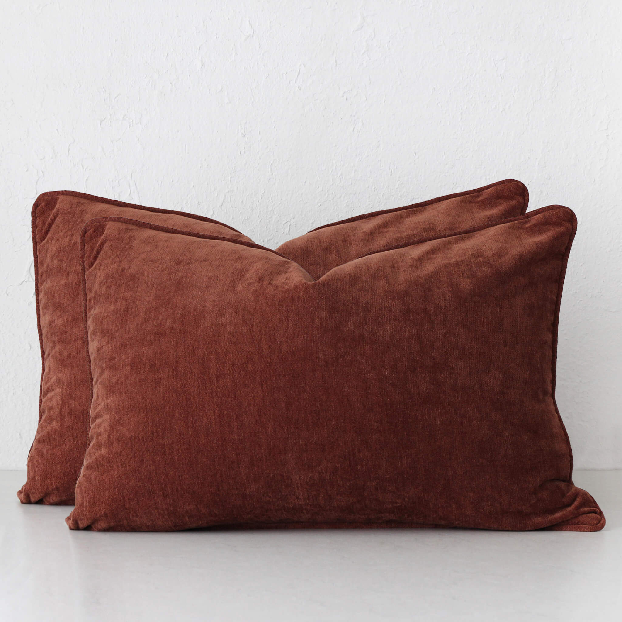 CARSON CUSHION BUNDLE X2 40 x 60 TERRA RUST TEXTURED VELOUR