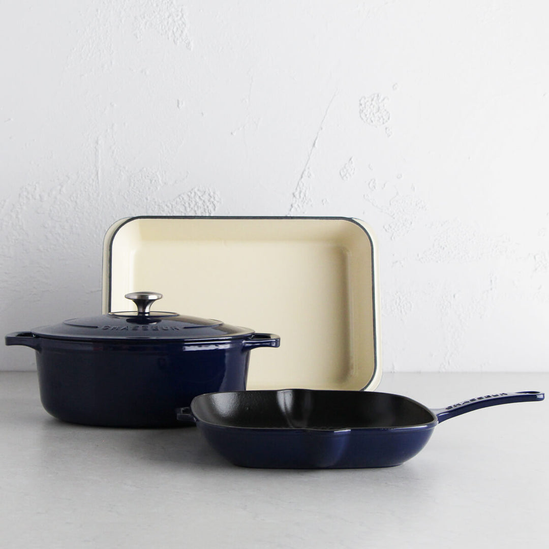 CHASSEUR FRENCH CAST IRON COOKWARE TRIO   |  FRENCH BLUE