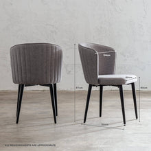 CLAUDE FABRIC DINING CHAIR  |  SILVER GREY WITH MEASUREMENTS