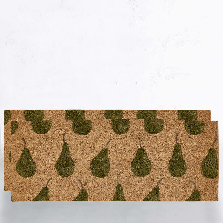 LIVING BY DESIGN EXCLUSIVE  |  PEARS FRENCH DOORMAT BUNDLE x2  |  GREEN  |  120CM X 45CM