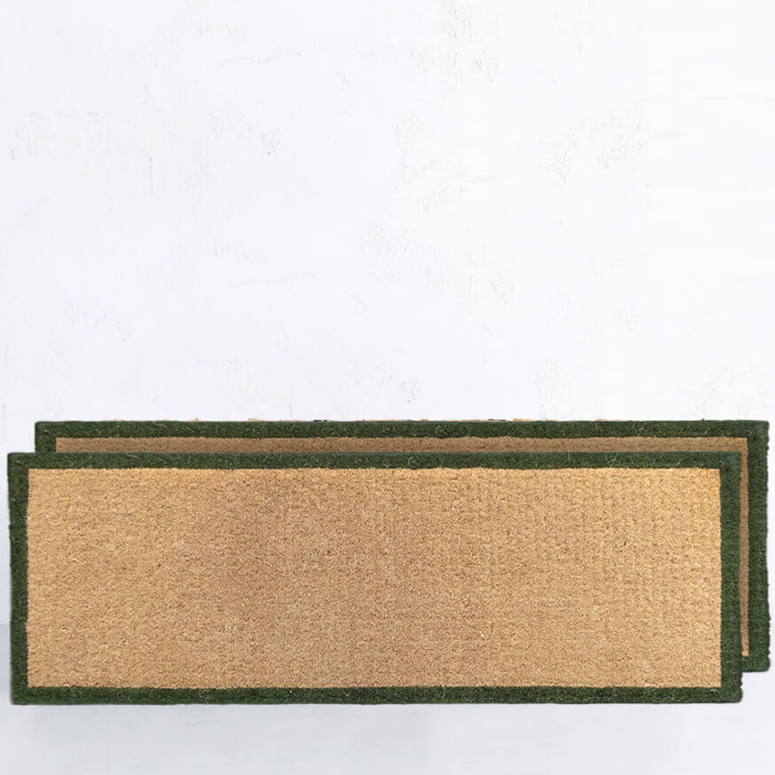 LIVING BY DESIGN EXCLUSIVE  |  OLIVE GREEN FRENCH BORDER DOORMAT BUNDLE x2  |  120CM x 40CM