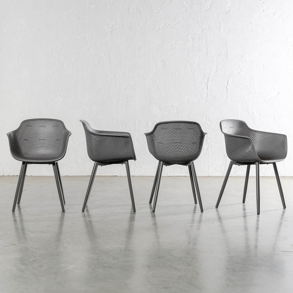 ETTA MESH WRAP INDOOR/OUTDOOR DINING CHAIR | GRANITE GREY | BUNDLE x 4