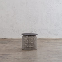 INIZIA WOVEN RATTAN INDOOR OUTDOOR  SIDE TABLE  |  ASH GREY  |  HAMPTONS MODERN RATTAN SIDE TABLE