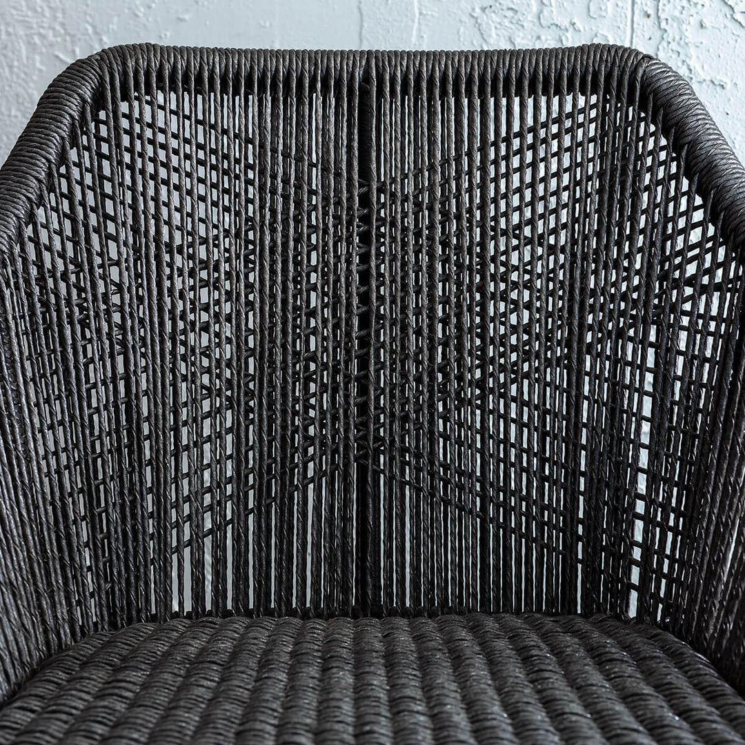 INIZIA WOVEN RATTAN INDOOR / OUTDOOR DINING CHAIR  |  MONUMENT BLACK