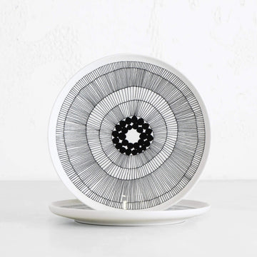 MARIMEKKO OIVA SIIRTOLAPUUTARHA PLATE 25CM | BLACK + WHITE | SET OF 2