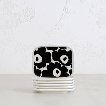 MARIMEKKO UNIKKO PLATE 15CM | BLACK + WHITE | SET OF 6