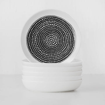 MARIMEKKO | RASYMATTO LTD EDITION PLATE 20.5CM BUNDLE X6 | BLACK + WHITE