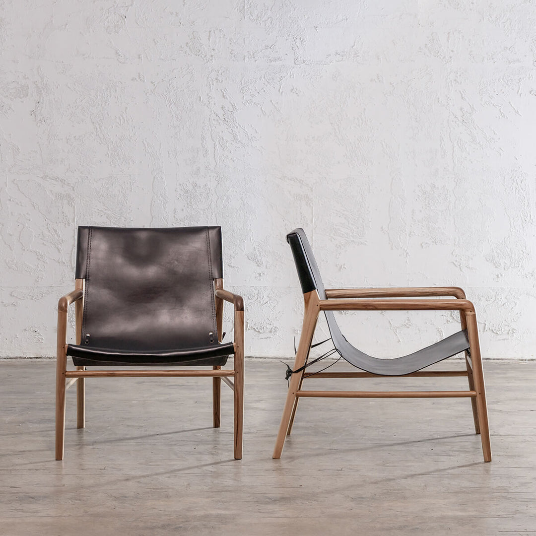 PRE ORDER  |  MALAND SLING LEATHER ARMCHAIR 15% OFF PACKAGE  |  BLACK LEATHER  |  BUNDLE X2