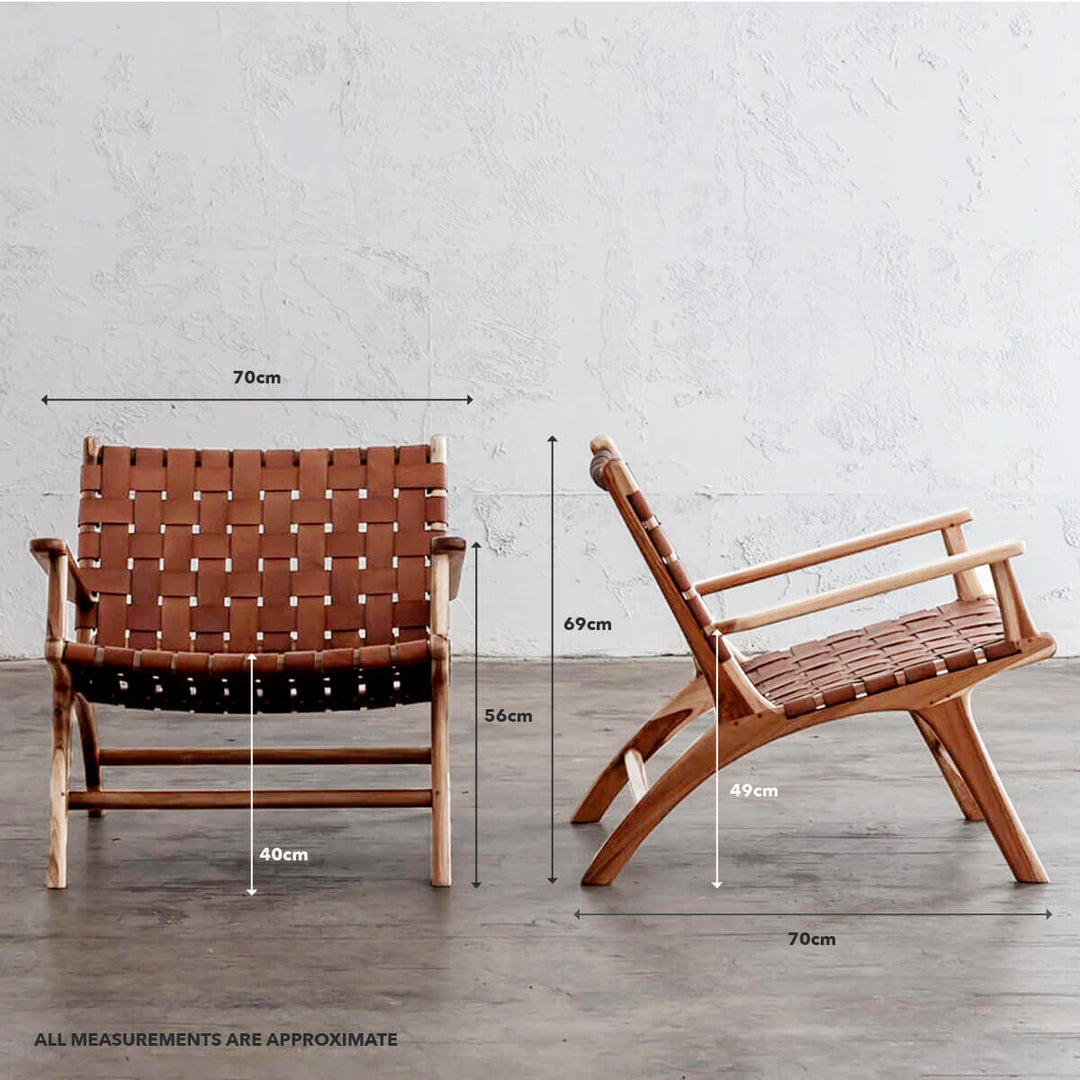 PRE ORDER  |  MALAND WOVEN LEATHER ARMCHAIR  |  TAN LEATHER HIDE