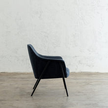 MARCUS ARM CHAIR  |  BALTIC BLUE  |  MODERN OCCASIONAL CHAIR  | LOUNGE CHAIR SIDE VIEW
