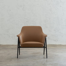 MARCUS ARM CHAIR  |  SADDLET TAN VEGAN LEATHER  |  MODERN OCCASIONAL CHAIR  | LOUNGE CHAIR UNSTYLED VIEW