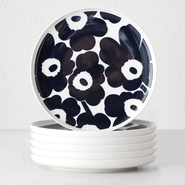 MARIMEKKO | OIVA UNIKKO PLATE 25CM BUNDLE | SET OF 6 | DARK BLUE + WHITE