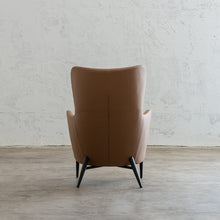 NEIMAN ARM CHAIR  |  SADDLE TAN VEGAN LEATHER  |  MODERN OCCASIONAL CHAIR  | LOUNGE CHAIR  BACK VIEW