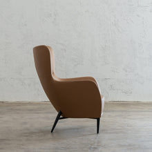 NEIMAN ARM CHAIR  |  SADDLE TAN VEGAN LEATHER  |  MODERN OCCASIONAL CHAIR  | LOUNGE CHAIR SIDE VIEW