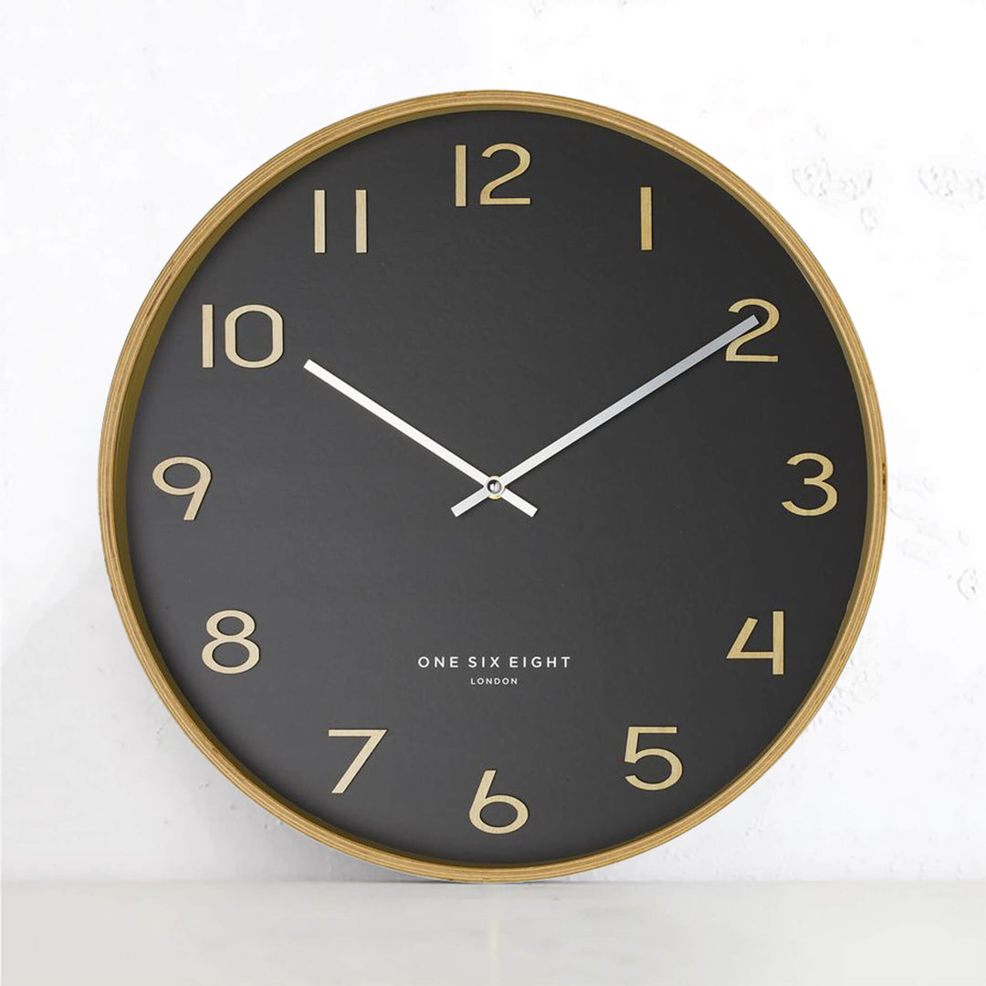 ONE SIX EIGHT LONDON  |  WALLACE SILENT WALL CLOCK  |  CHARCOAL  |  41CM