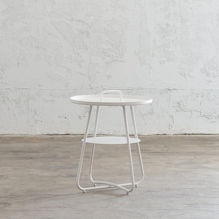 PALOMA SIDE TABLE WITH HANDLE | WHITE
