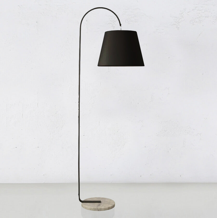 PRE ORDER  |  SILAS CHARCOAL + MARBLE FLOOR LAMP WITH BLACK SHADE