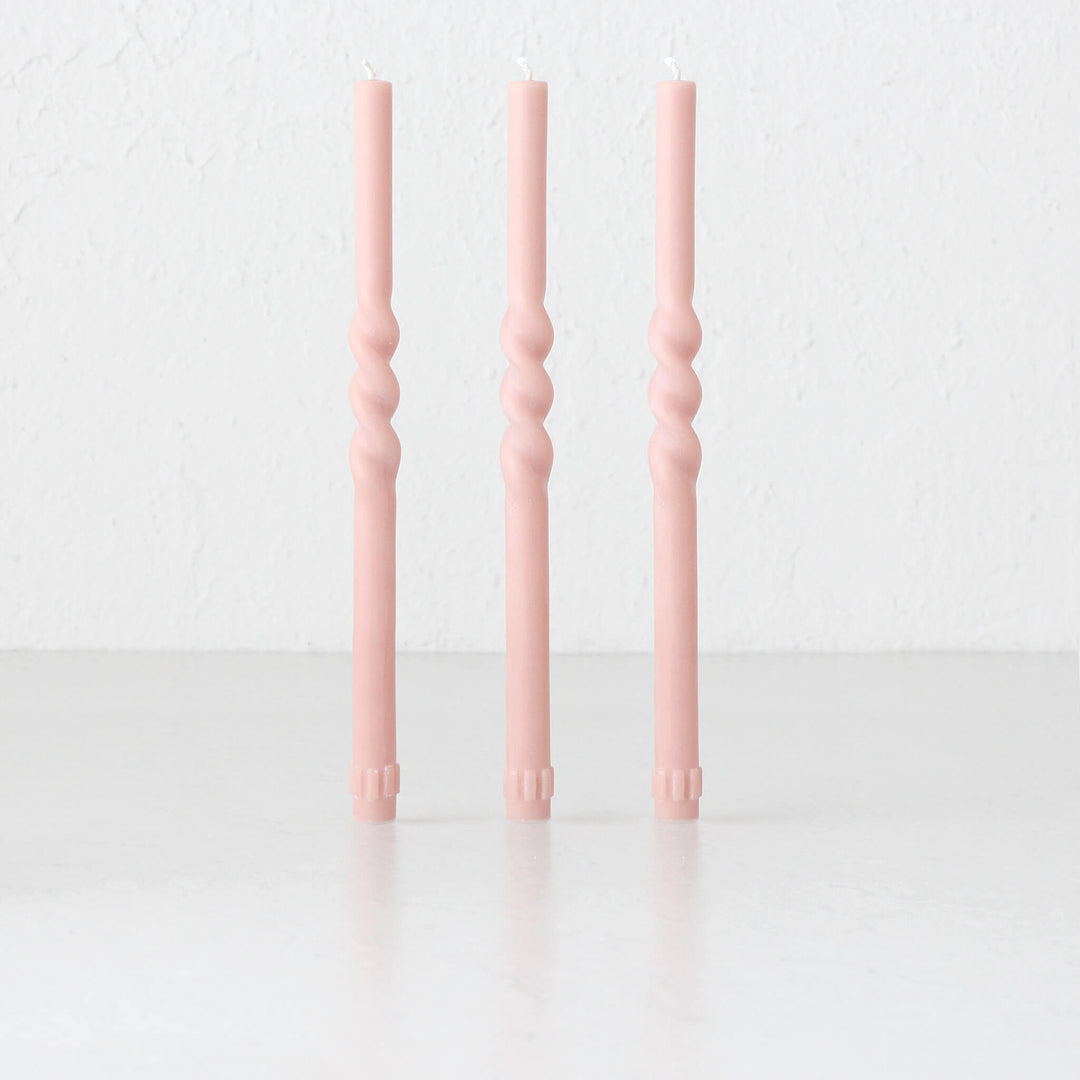 SPIRAL TAPER CANDLE BUNDLE  |  CLAY  |  SET OF 3