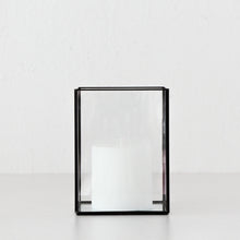 LIVING BY DESIGN SQUARE GLASS HURRICANE LANTERNS BUNDLE X2 | LARGE | CLEAR + MIRROR BASE  |  STYLED