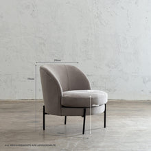 SEVILLA MODERNA TUB CHAIR   |  OYSTER LINEN WITH MEASUREMENTS