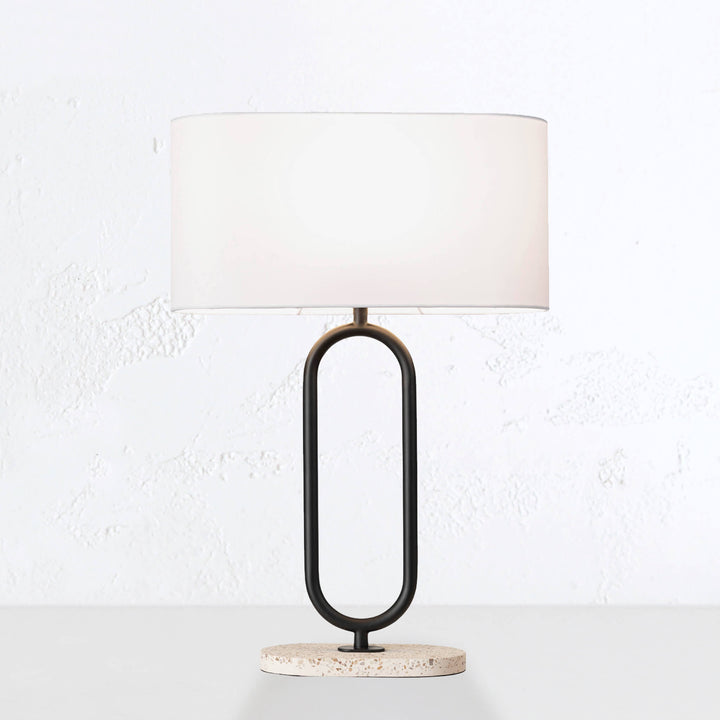 SOHO TABLE LAMP  |  WHITE + BLACK + TERRAZZO BASE