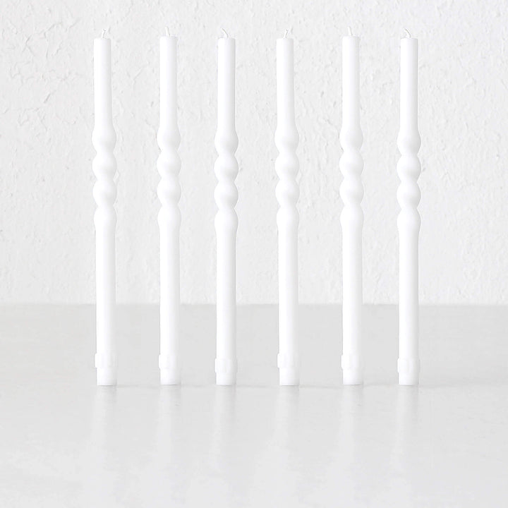 SPIRAL TAPER CANDLE BUNDLE  |  WHITE  |  SET OF 6