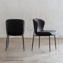 TOURO FABRIC DINING CHAIR  |  ANTHRACITE WITH MEASUREMENTS